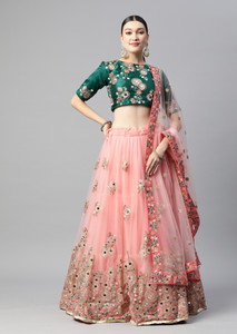 Divine Exim Embroidered Semi Stitched Lehenga Choli