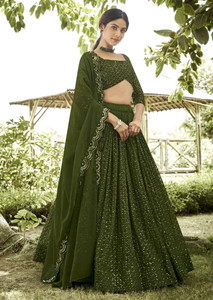 Trijal Fab Embroidered Semi Stitched Lehenga Choli