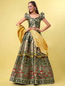 PURVAJA Floral Print Semi Stitched Lehenga Choli