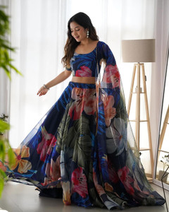 PuriMaa Floral Print Semi Stitched Lehenga Choli