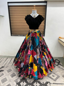 dibas Digital Print Stitched Lehenga & Crop Top