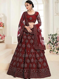 Cute Fellow Embroidered Semi Stitched Lehenga Choli