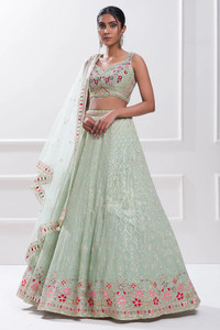 Trendmalls Embroidered Semi Stitched Lehenga Choli