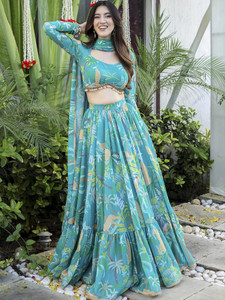 Sixsigma Floral Print Semi Stitched Lehenga Choli