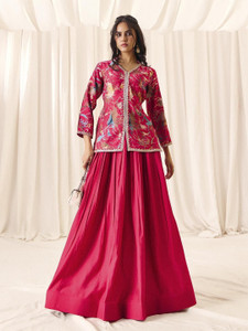 Madhuram Embroidered Stitched Lehenga & Kurta