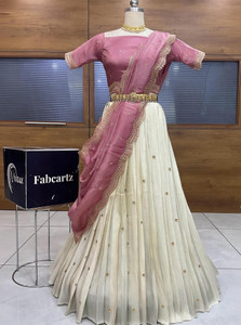 Fabcartz Embroidered Semi Stitched Lehenga Choli