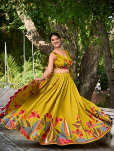 Vibestitch Printed Semi Stitched Lehenga Choli