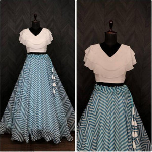Parth Art Self Design, Leheriya Stitched Lehenga & Crop Top