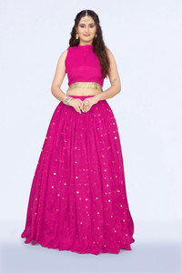 Rise On Fab Self Design Semi Stitched Lehenga Choli