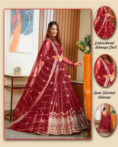 F Plus fashion Embroidered Semi Stitched Lehenga Choli