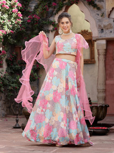 Stylum Floral Print, Embellished Stitched Lehenga Choli