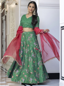Janasya Floral Print Stitched Lehenga Choli