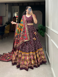 NTraditions Floral Print Semi Stitched Lehenga Choli