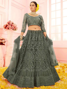 Udbhav Export Embroidered Semi Stitched Lehenga Choli