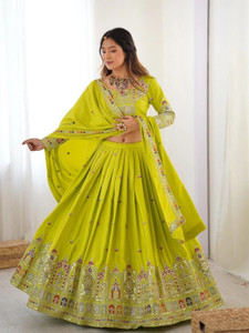 Cute Fellow Embroidered Semi Stitched Lehenga Choli