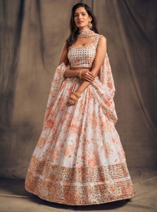 MAN PRIYA TRENDZ Floral Print, Embellished Semi Stitched Lehenga & Crop Top