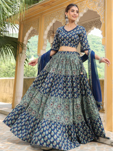 Janasya Printed Stitched Lehenga Choli