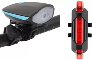 BLACKBELL USB Rechargeable Cycle Horn LED Light with LED Taillight LED Front Rear Light Combo