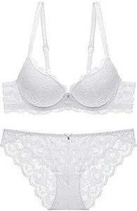 STEPHY Designer Women's Lightly Padded Push Up Solid Lingerie Set Lingerie Set