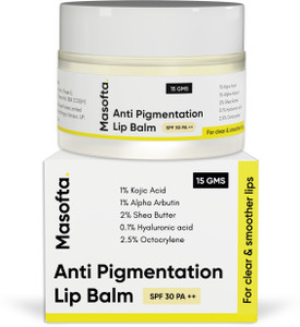 Masofta Anti Pigmentation Lip Balm for Removing Pigmentation with Kojic Acid-SPF 30PA++ Flavour Free