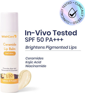 WishCare Ceramide Lip Balm for Women & Men with SPF50 -Brightening Lipbalm for Dark Lips Natural