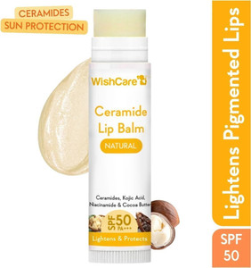WishCare Ceramide Lip Balm with SPF50 PA+++ - Kojic Acid & Niacinamide Natural