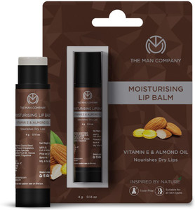 THE MAN COMPANY Nourishing Lip Balm | Vitamin E, Almond & Olive Oil | Soft, Supple, Moisturizes | Hydrates | Free from Dry, Chapped Lips | Natural Essential Oils - 4gm Almond