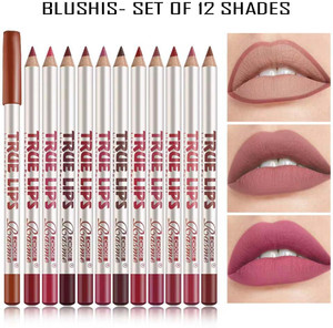 BLUSHIS Non Transfer Smudge Proof Longlasting Sensational Lip Liner Pencils 12 Shades