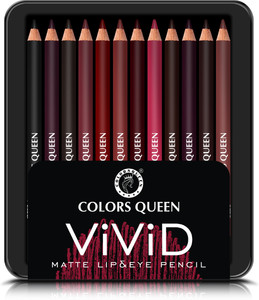 COLORS QUEEN Vivid Matte Lip & Eye Pencil, Long Lasting & Waterproof Lip Liner Pencil set