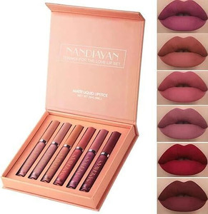 Nandiayan Long-Lasting Waterproof 6Pcs Matte Liquid Lipstick Makeup Set A