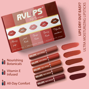 RVLIPS Liquid Mousse Lipstick Nude Matte Finish Mini Combo Pack Lightweight Non Sticky