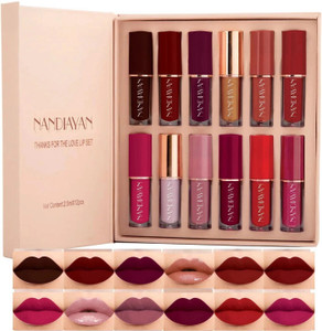 Color Sky Nandiayan Dark Shades Set of 12 Liquid Matte Lipsticks | Long Lasting Wear