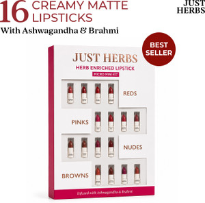 Just Herbs Herb Enriched Intense Color Ayurvedic Micro Mini Lipstick Set - 16 Shades