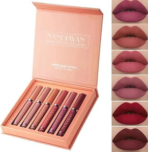 नंदियाँ Long-Lasting Waterproof 6Pcs Matte Liquid Lipstick Makeup Set A