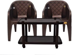 Anmol Moulded Dinning set of ( 2 chairs 1 table )heavy duty 3D design Plastic Living Room Chair