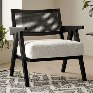 Kingsman Furnitures Rattan Accent Arm Chair for Home Bedroom | Living | Dining & Drawing Room Cane Living Room Chair