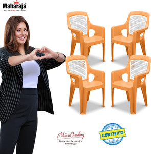 MAHARAJA Premium Plastic Chair –Ergonomic Armrest Design, Chair for Home, Ultra-Durable Plastic Living Room Chair