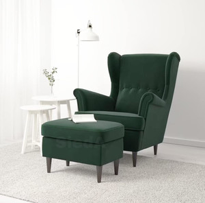 SIYARA DESIGN High Back Wing Chair with Ottoman| Accent Chair|Single Seater Sofa with Footrest Solid Wood Living Room Chair