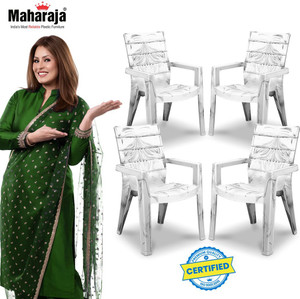 MAHARAJA 100% Virgin Armrest Design Chair | Marble Finish | Luxury Look Plastic Living Room Chair