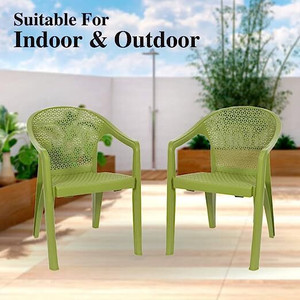 COMFORT Creation Tycoon Plastic Chair Set of 2 for Outdoor Indoor Dining Room, Bedroom Plastic Living Room Chair