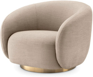 Kingsman Furnitures Brok 360° Beige Swivel Round Arm Chair for Living, Bedroom Fabric Living Room Chair