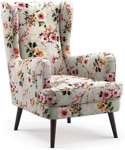 Custom Decor Flower Printed Colour Tufted Wing Back Solid Wood Living Room Chair