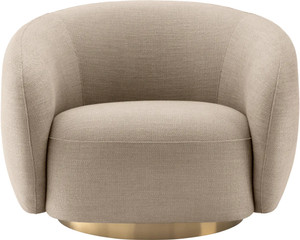Kingsman Furnitures Brok 360° Beige Swivel Round Arm Chair for Living, Bedroom Fabric Living Room Chair