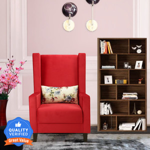 Flipkart Perfect Homes Amor Straight Red Wing Chair Solid Wood Living Room Chair