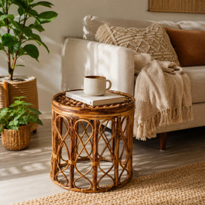 INDIACRAFT Rattan cane multi function bed side table and coffee table Cane Bedside Table