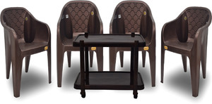 Anmol 1moulded Star 3D set of 4 chairs and 1 table ( weight bearing capacity 150kg) Plastic Living Room Chair