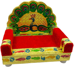lookart Handicraft Wooden Laddu Gopal Meenakari Singhasan for Pooja Mandir 2No Singhasan Jhula