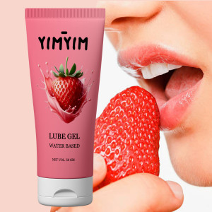 Yim Yim Natural Strawberry Lube Gel - Water-Based, Gentle, Long-Lasting Pleasure Lubricant