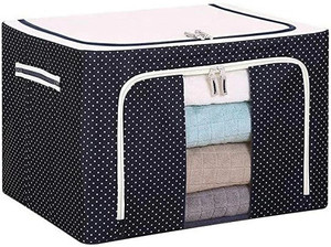 PINZOR New 66 L Storage Bag Steel Frame Box For Wardrobe Clothes Sarees Shirts Blanket-1Pcs Luggage Cover