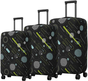 lisahub Hard Luggage Trolley Bag Cover (Fits Only On Fiber - Plastic Trolley Bag) Trolley Bag Cover Stretchless, Waterproof and Polyester Fabric with Geometric Luggage Cover
